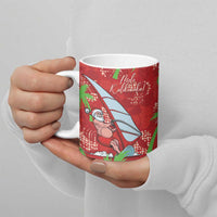 Aloha Hawaii Christmas Ceramic Mug Mele Kalikimaka Windsurfing Santa Palaka Quilt Motifs - Polynesian Pride