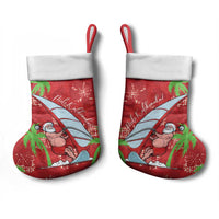 Aloha Hawaii Christmas Stocking Mele Kalikimaka Windsurfing Santa Palaka Quilt Motifs - Polynesian Pride