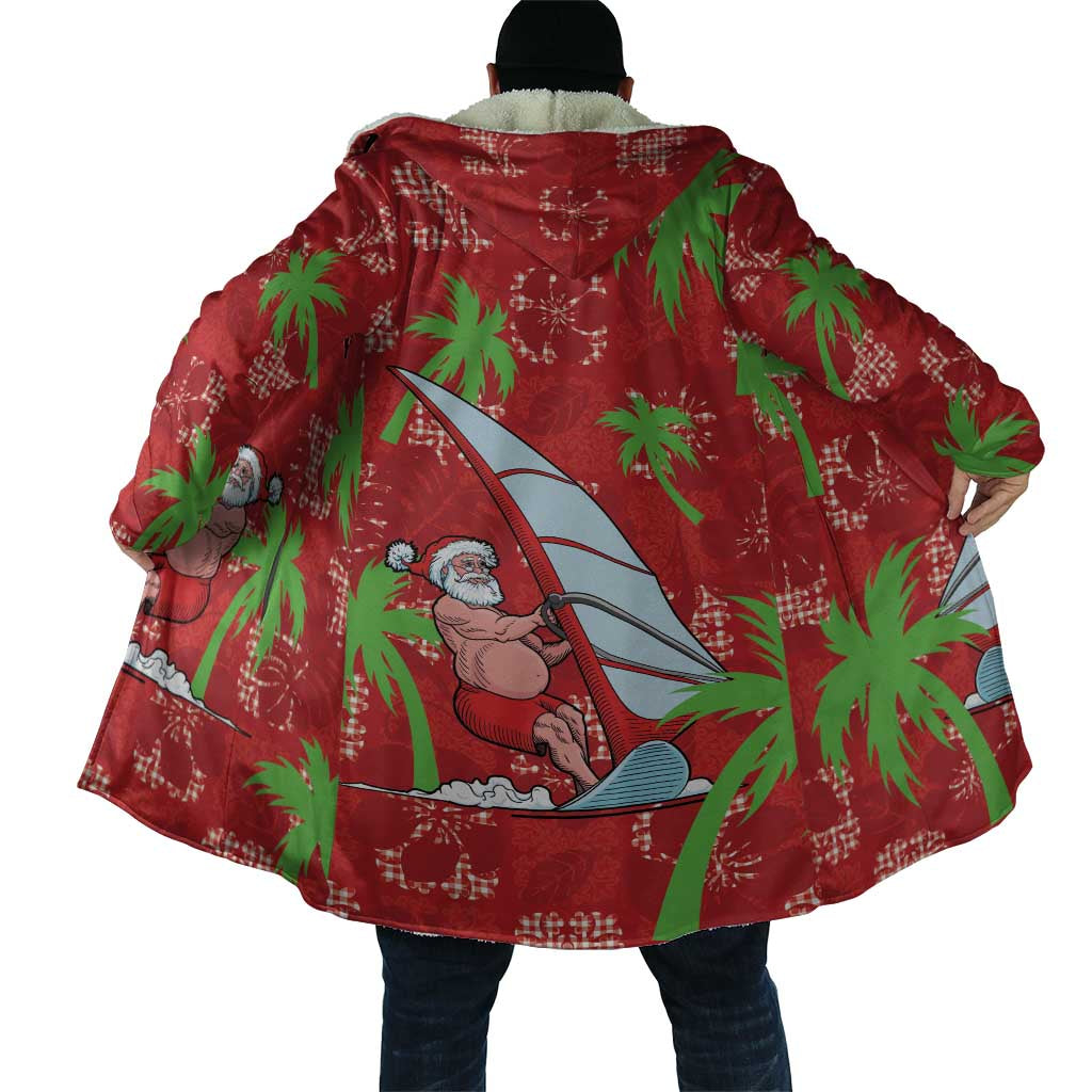 Aloha Hawaii Christmas Cloak Mele Kalikimaka Windsurfing Santa Palaka Quilt Motifs - Polynesian Pride