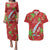 Aloha Hawaii Christmas Couples Matching Puletasi and Hawaiian Shirt Mele Kalikimaka Windsurfing Santa Palaka Quilt Motifs - Polynesian Pride