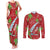 Aloha Hawaii Christmas Couples Matching Tank Maxi Dress and Long Sleeve Button Shirt Mele Kalikimaka Windsurfing Santa Palaka Quilt Motifs - Polynesian Pride