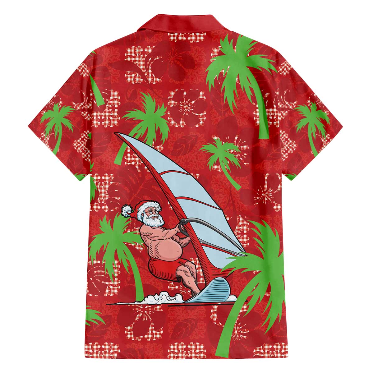 Aloha Hawaii Christmas Family Matching Off The Shoulder Long Sleeve Dress and Hawaiian Shirt Mele Kalikimaka Windsurfing Santa Palaka Quilt Motifs - Polynesian Pride