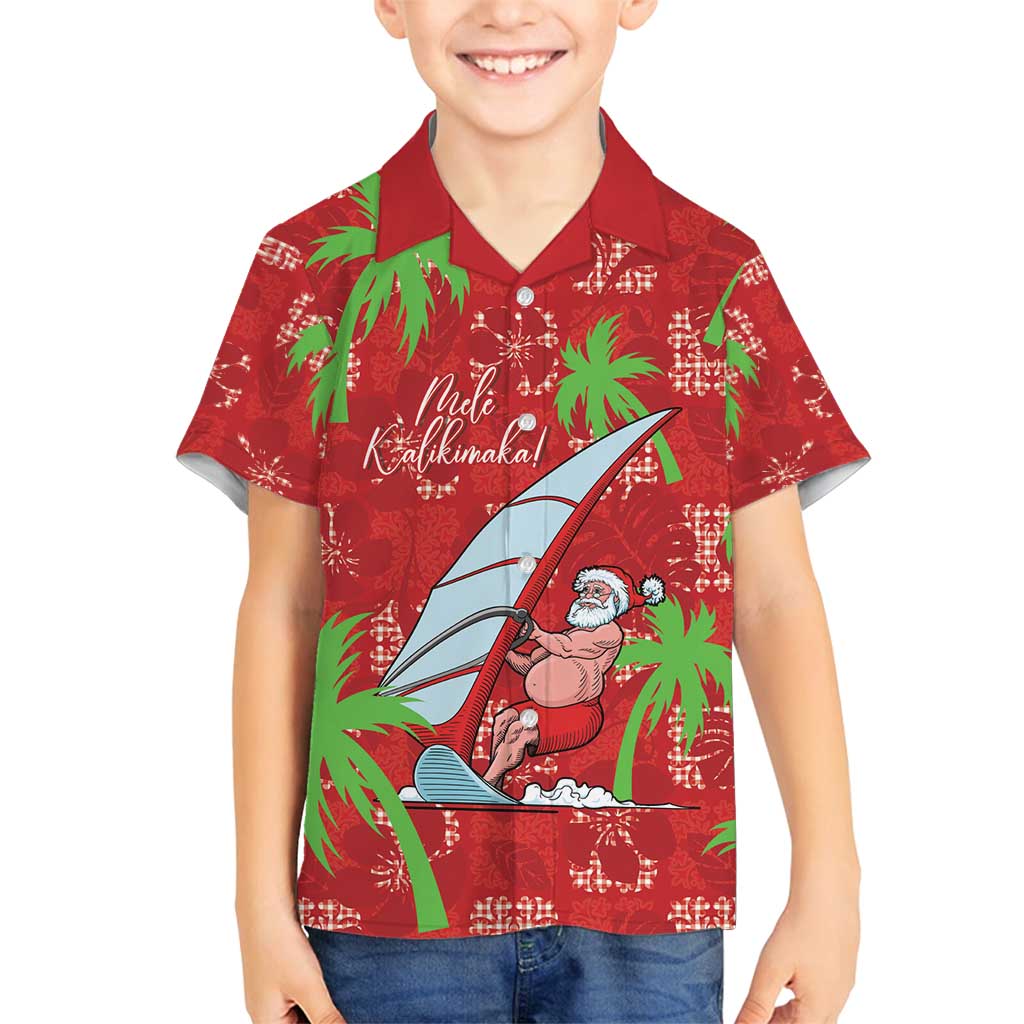 Aloha Hawaii Christmas Family Matching Off Shoulder Maxi Dress and Hawaiian Shirt Mele Kalikimaka Windsurfing Santa Palaka Quilt Motifs - Polynesian Pride