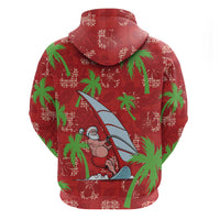 Aloha Hawaii Christmas Hoodie Mele Kalikimaka Windsurfing Santa Palaka Quilt Motifs - Polynesian Pride