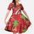Aloha Hawaii Christmas Kid Short Sleeve Dress Mele Kalikimaka Windsurfing Santa Palaka Quilt Motifs - Polynesian Pride