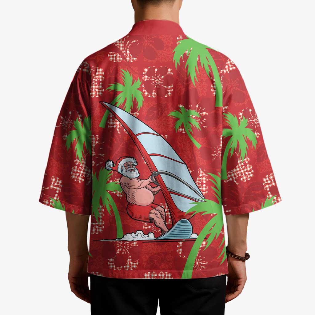 Aloha Hawaii Christmas Kimono Mele Kalikimaka Windsurfing Santa Palaka Quilt Motifs - Polynesian Pride