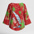 Aloha Hawaii Christmas Kimono Sleeve Blouse Mele Kalikimaka Windsurfing Santa Palaka Quilt Motifs - Polynesian Pride