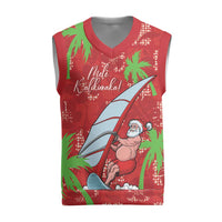Aloha Hawaii Christmas Knitted V-Neck Vest Mele Kalikimaka Windsurfing Santa Palaka Quilt Motifs - Polynesian Pride