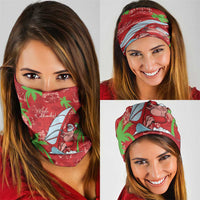 Aloha Hawaii Christmas Neck Gaiter Mele Kalikimaka Windsurfing Santa Palaka Quilt Motifs - Polynesian Pride