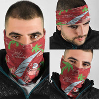 Aloha Hawaii Christmas Neck Gaiter Mele Kalikimaka Windsurfing Santa Palaka Quilt Motifs - Polynesian Pride