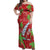 Aloha Hawaii Christmas Off Shoulder Maxi Dress Mele Kalikimaka Windsurfing Santa Palaka Quilt Motifs - Polynesian Pride