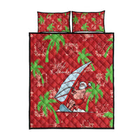 Aloha Hawaii Christmas Quilt Bed Set Mele Kalikimaka Windsurfing Santa Palaka Quilt Motifs - Polynesian Pride
