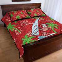 Aloha Hawaii Christmas Quilt Bed Set Mele Kalikimaka Windsurfing Santa Palaka Quilt Motifs - Polynesian Pride