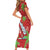 Aloha Hawaii Christmas Short Sleeve Bodycon Dress Mele Kalikimaka Windsurfing Santa Palaka Quilt Motifs - Polynesian Pride