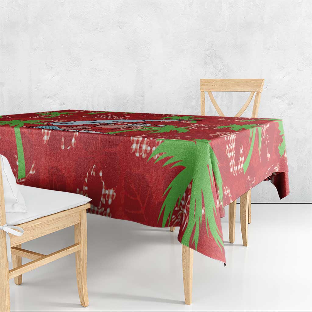 Aloha Hawaii Christmas Tablecloth Mele Kalikimaka Windsurfing Santa Palaka Quilt Motifs - Polynesian Pride