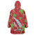 Aloha Hawaii Christmas Wearable Blanket Hoodie Mele Kalikimaka Windsurfing Santa Palaka Quilt Motifs - Polynesian Pride