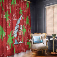 Aloha Hawaii Christmas Window Curtain Mele Kalikimaka Windsurfing Santa Palaka Quilt Motifs - Polynesian Pride