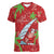 Aloha Hawaii Christmas Women V-Neck T-Shirt Mele Kalikimaka Windsurfing Santa Palaka Quilt Motifs - Polynesian Pride