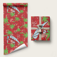 Aloha Hawaii Christmas Wrapping Paper Mele Kalikimaka Windsurfing Santa Palaka Quilt Motifs - Polynesian Pride