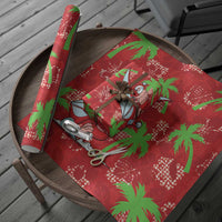 Aloha Hawaii Christmas Wrapping Paper Mele Kalikimaka Windsurfing Santa Palaka Quilt Motifs - Polynesian Pride