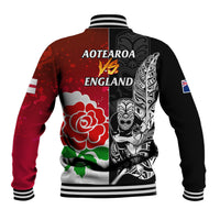 New Zealand And England Rugby Baseball Jacket 2023 World Cup All Black Combine Red Roses LT14 - Polynesian Pride