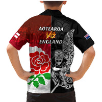 New Zealand And England Rugby Family Matching Mermaid Dress and Hawaiian Shirt 2023 World Cup All Black Combine Red Roses LT14 - Polynesian Pride