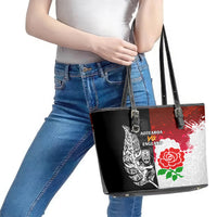New Zealand And England Rugby Leather Tote Bag 2023 World Cup All Black Combine Red Roses LT14 - Polynesian Pride