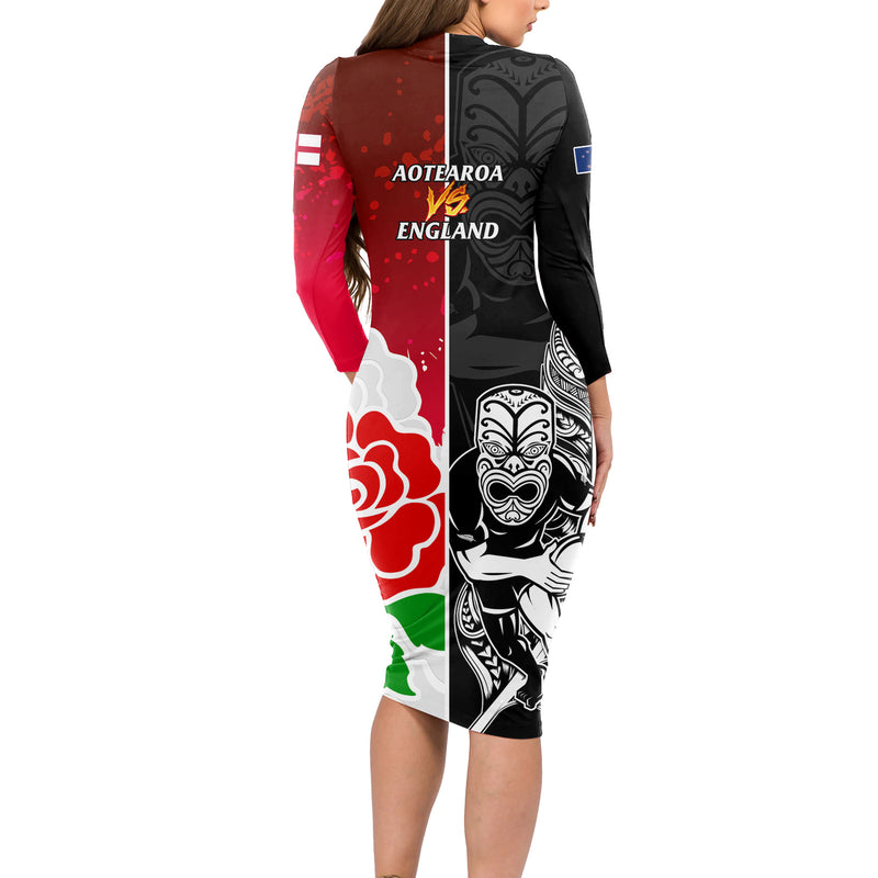 Samoa Rugby Long Sleeve Bodycon Dress Go Champions World Cup 2023 Polynesian Unique LT9