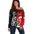 New Zealand And England Rugby Off Shoulder Sweater 2023 World Cup All Black Combine Red Roses LT14 Women Black - Polynesian Pride