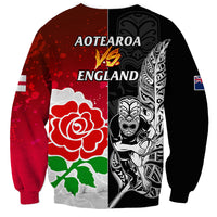 New Zealand And England Rugby Sweatshirt 2023 World Cup All Black Combine Red Roses LT14 - Polynesian Pride
