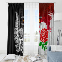 New Zealand And England Rugby Window Curtain 2023 World Cup All Black Combine Red Roses LT14 - Polynesian Pride