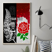 Custom New Zealand And England Rugby Canvas Wall Art 2023 World Cup All Black Combine Red Roses LT14 - Polynesian Pride