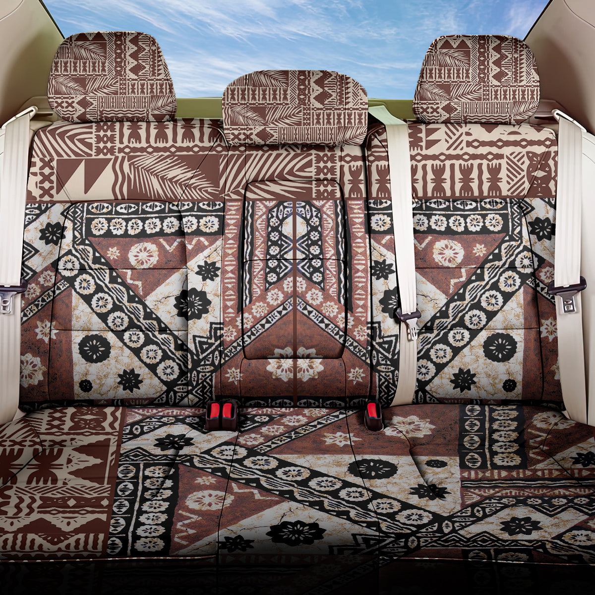 Bula Fiji Back Car Seat Cover Unique Masi Tapa Pattern