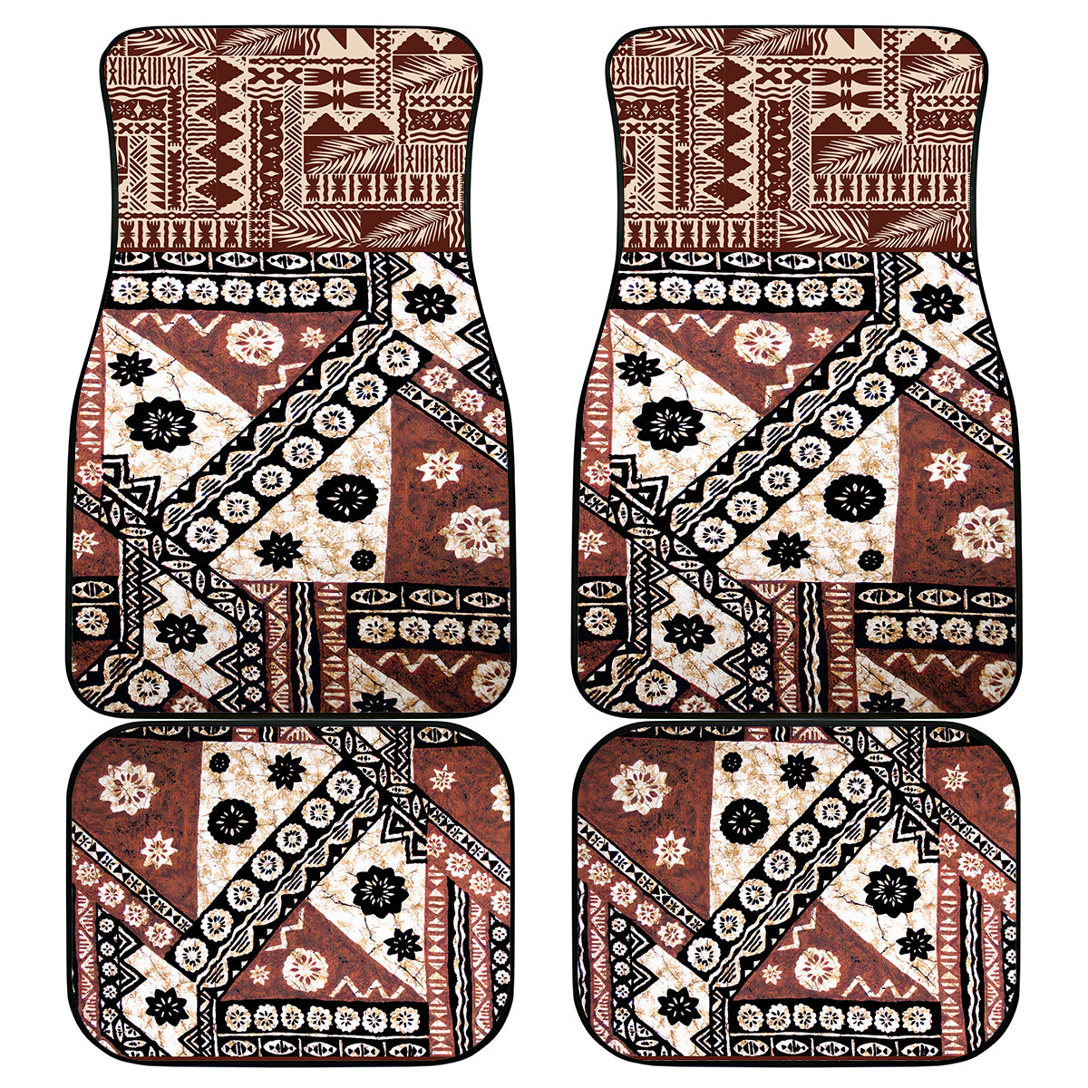 Bula Fiji Car Mats Unique Masi Tapa Pattern LT14