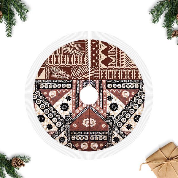 Bula Fiji Tree Skirt Unique Masi Tapa Pattern LT14
