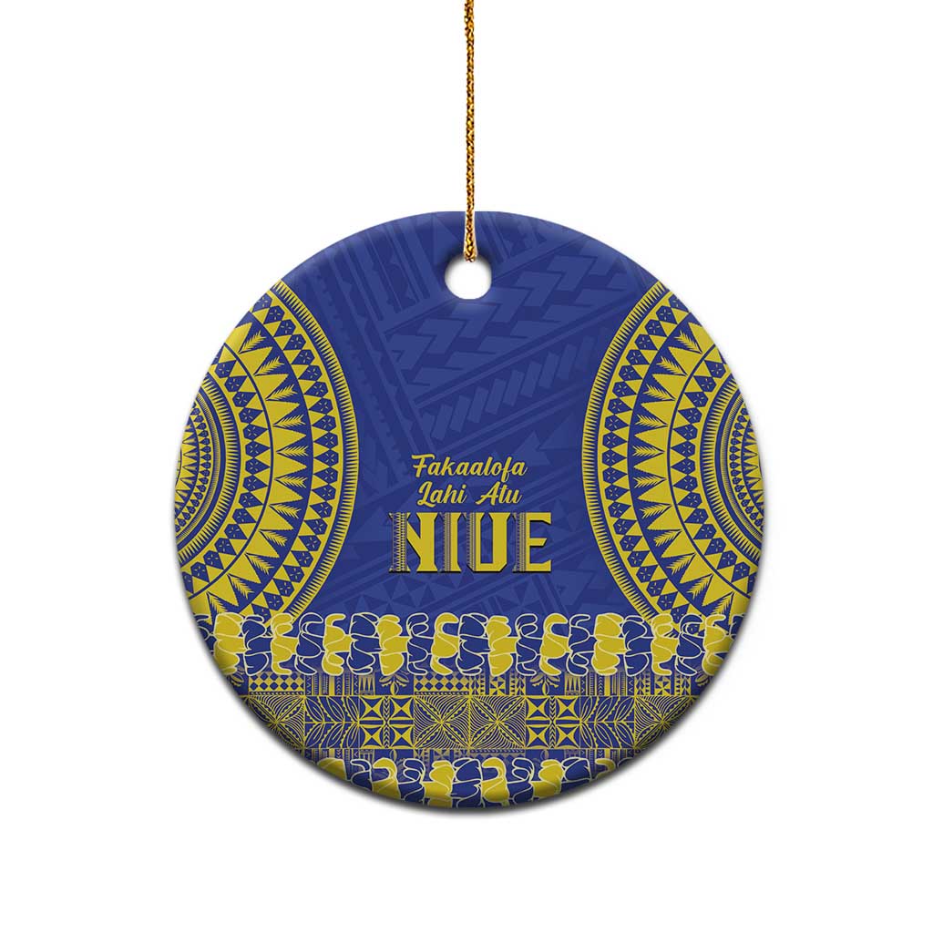 Fakaalofa Lahi Atu Niue Ceramic Ornament Siapo Pattern With Puakenikeni