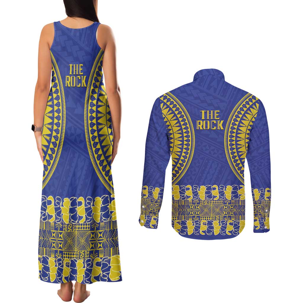 Fakaalofa Lahi Atu Niue Couples Matching Tank Maxi Dress and Long Sleeve Button Shirt Siapo Pattern With Puakenikeni