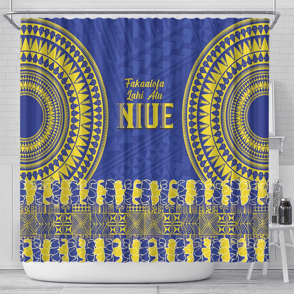 Fakaalofa Lahi Atu Niue Shower Curtain Siapo Pattern With Puakenikeni LT14 - Polynesian Pride