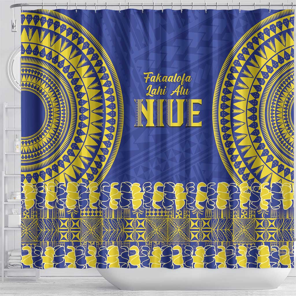 Fakaalofa Lahi Atu Niue Shower Curtain Siapo Pattern With Puakenikeni LT14 - Polynesian Pride