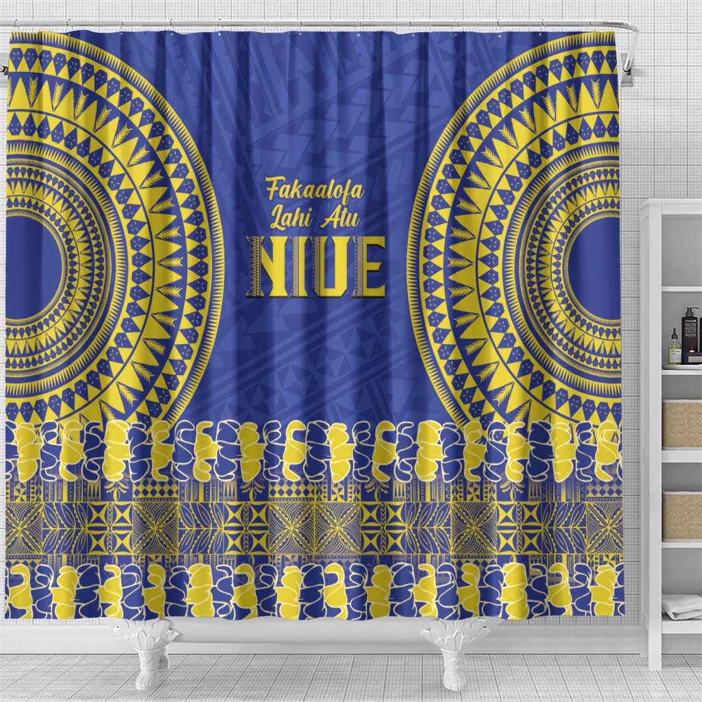 Fakaalofa Lahi Atu Niue Shower Curtain Siapo Pattern With Puakenikeni LT14 - Polynesian Pride