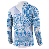 Niue Language Week Button Sweatshirt The Rock Coconut Crab - Siapo Blue Pastel