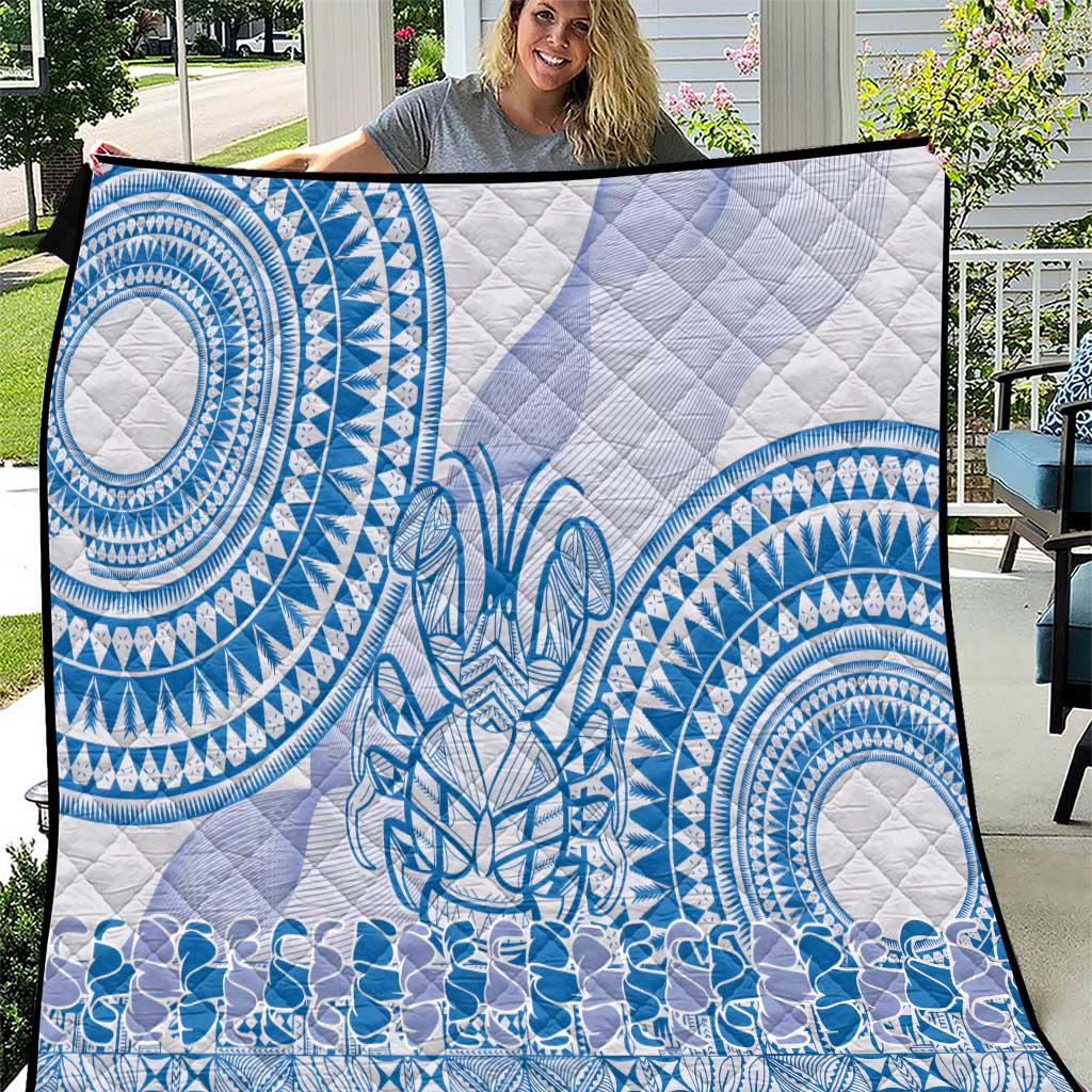 Niue Language Week Quilt The Rock Coconut Crab - Siapo Blue Pastel LT14 Blue - Polynesian Pride