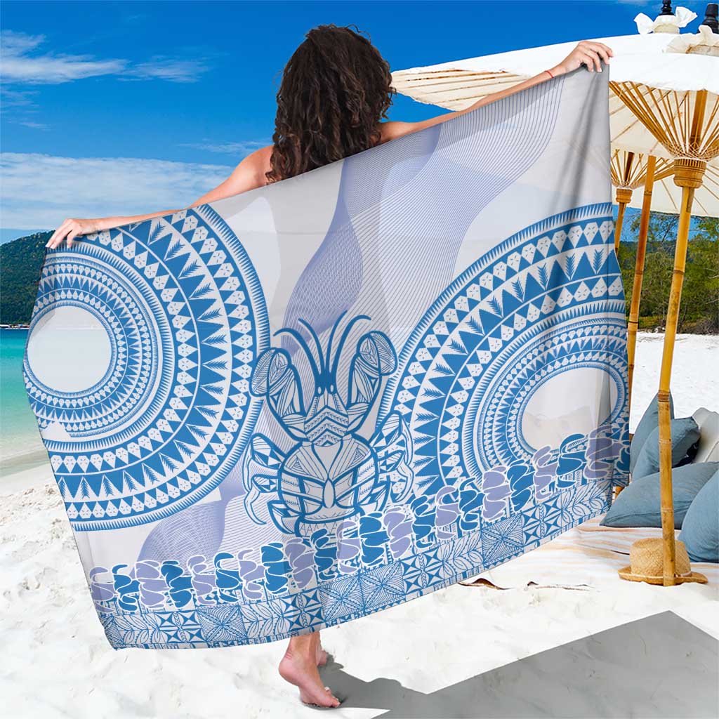 Niue Language Week Sarong The Rock Coconut Crab - Siapo Blue Pastel LT14 One Size 44 x 66 inches Blue - Polynesian Pride