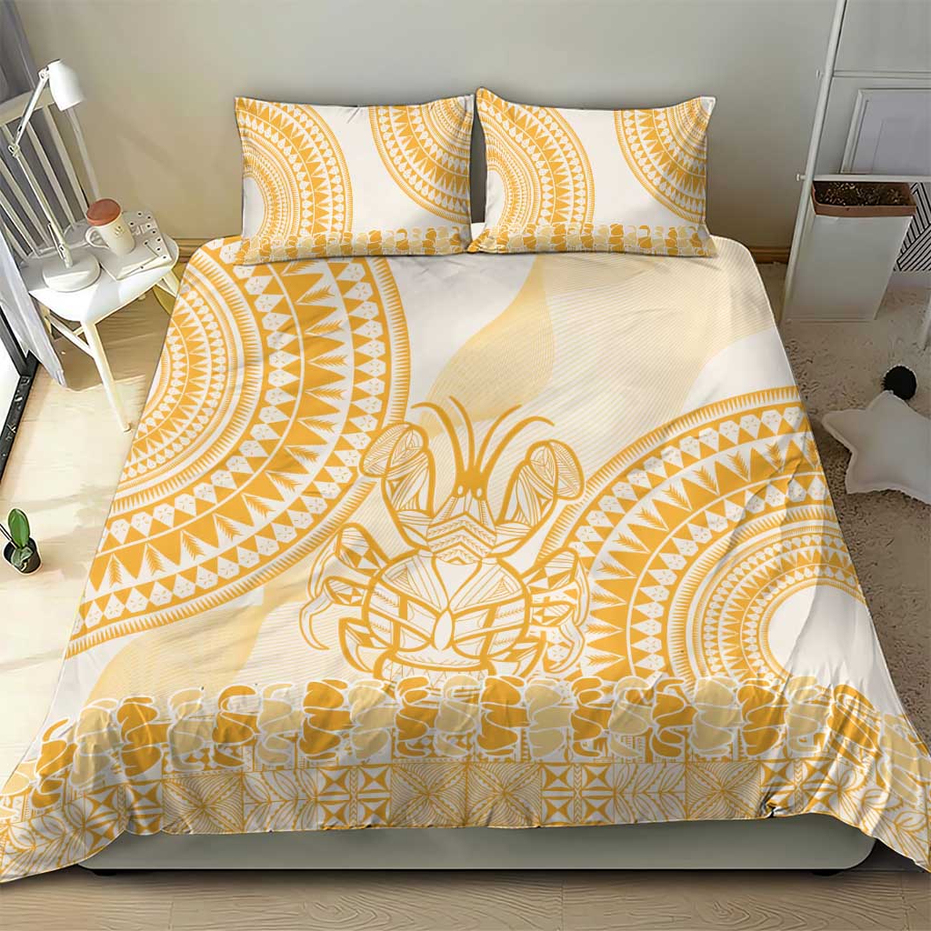 Niue Language Week Bedding Set The Rock Coconut Crab - Siapo Gold Pastel