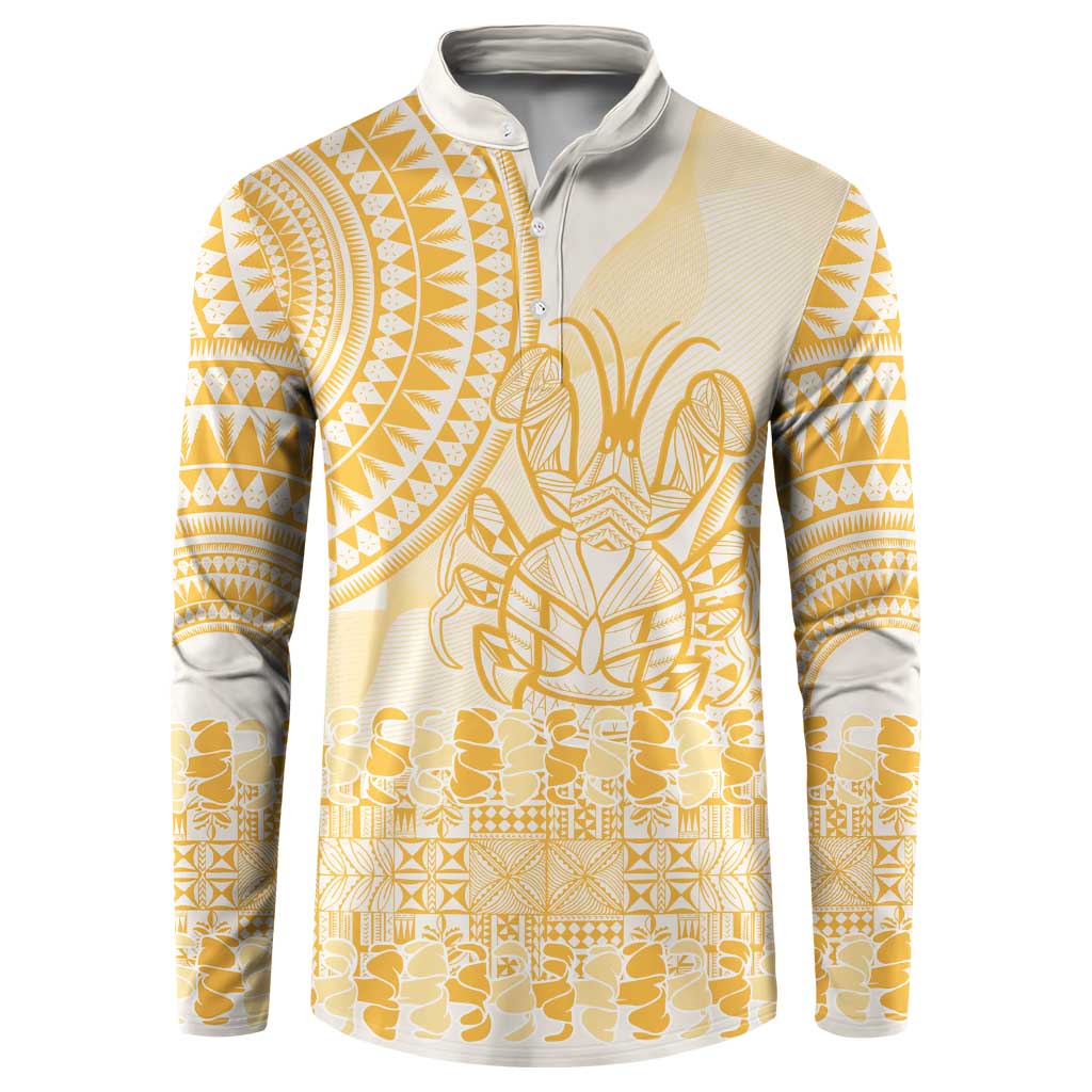 Niue Language Week Button Sweatshirt The Rock Coconut Crab - Siapo Gold Pastel