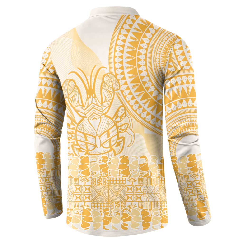 Niue Language Week Button Sweatshirt The Rock Coconut Crab - Siapo Gold Pastel