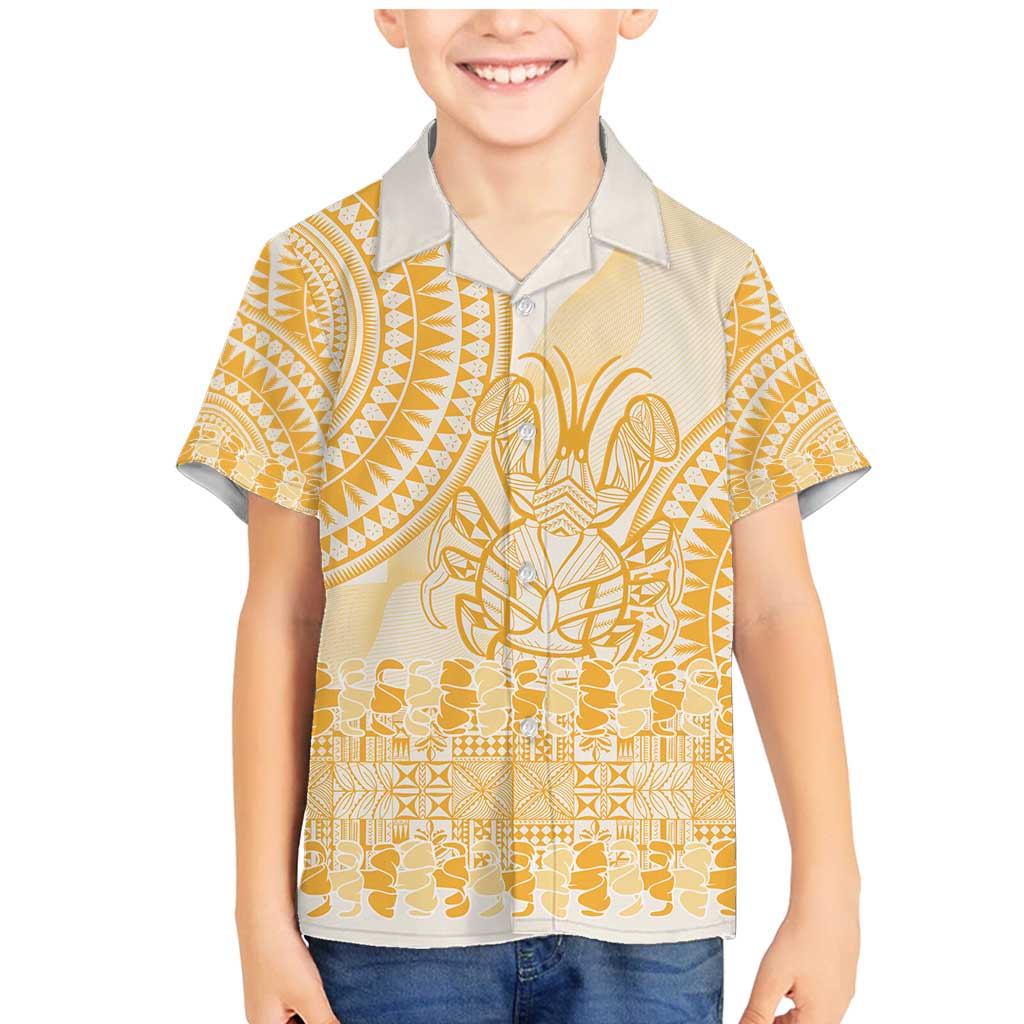 Niue Language Week Family Matching Mermaid Dress and Hawaiian Shirt The Rock Coconut Crab - Siapo Gold Pastel