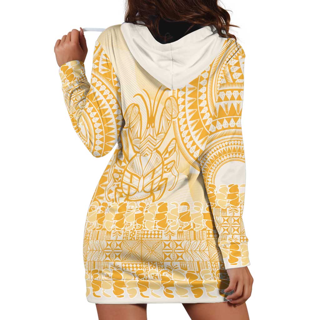 Niue Language Week Hoodie Dress The Rock Coconut Crab - Siapo Gold Pastel