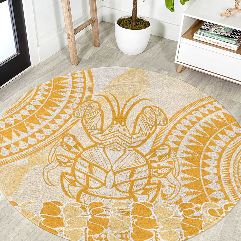 Niue Language Week Round Carpet The Rock Coconut Crab - Siapo Gold Pastel