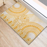 Niue Language Week Rubber Doormat The Rock Coconut Crab - Siapo Gold Pastel
